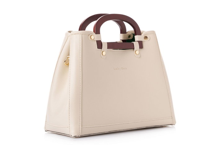 Lucky Bees 1289 Bolso Crema Cuero Polivinilo Elegante y Sofisticado para Mujer